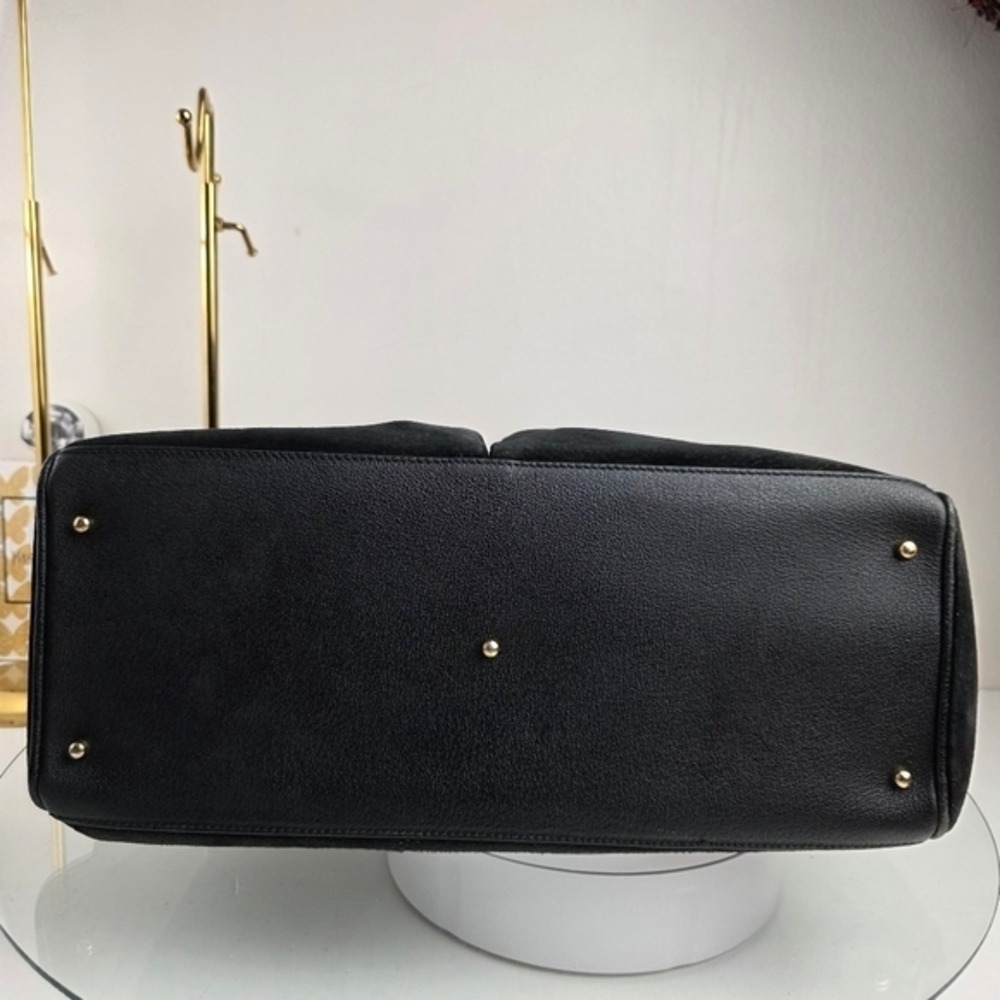 Gucci Black Suede Bamboo Handbag Circa 1980s/90s - Picture 4 of 15